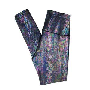 Forever 21 LA Society Womens Black Iridescent Snake Print Leggings Size S NWT
